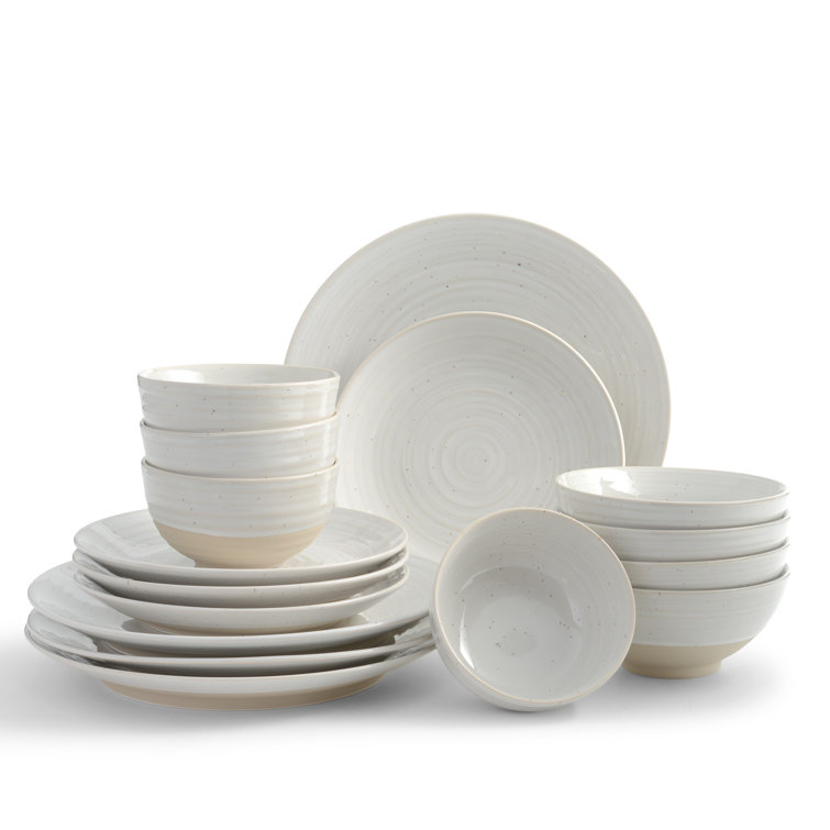 Sango Siterra Rustic White 16piece Stoneware Dinnerware Set With Round